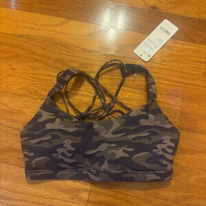 CRZ YOGA Brown and Black Sports Bra with Strappy Racerback